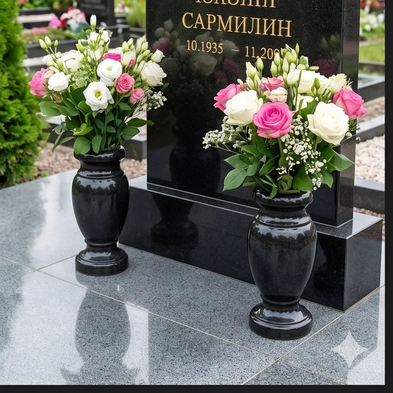 Гранитные вазы для цветов на участке в Перми