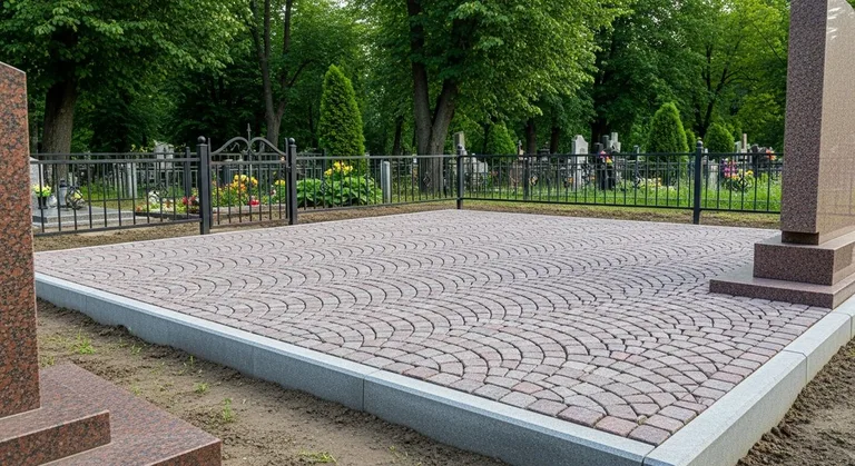 Гранитная плитка ёлочкой на участке, образец ПМ021 в Перми