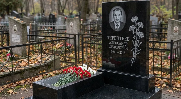 Памятник с гравировкой гвоздик — выполненная работа «Терентьев» в Перми