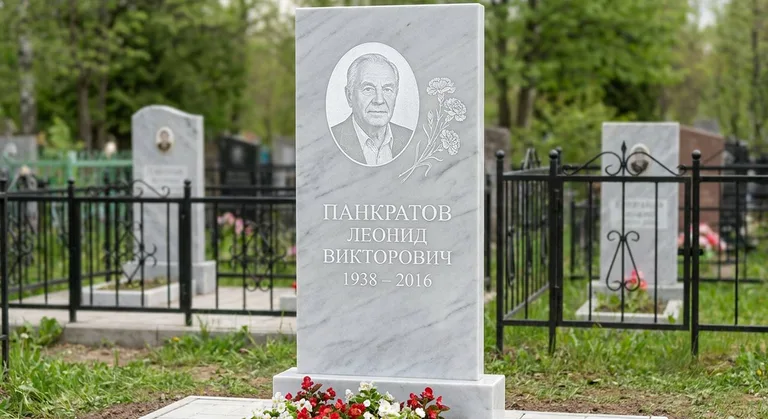 Памятник с гравировкой гвоздик — выполненная работа «Панкратов» в Перми