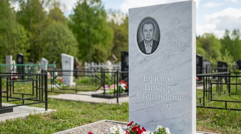 Памятник с гравировкой гвоздик — выполненная работа «Ефимов» в Перми