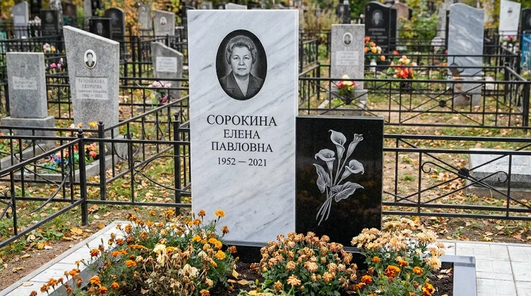 Памятник с гравировкой калл — выполненная работа «Сорокина» в Перми