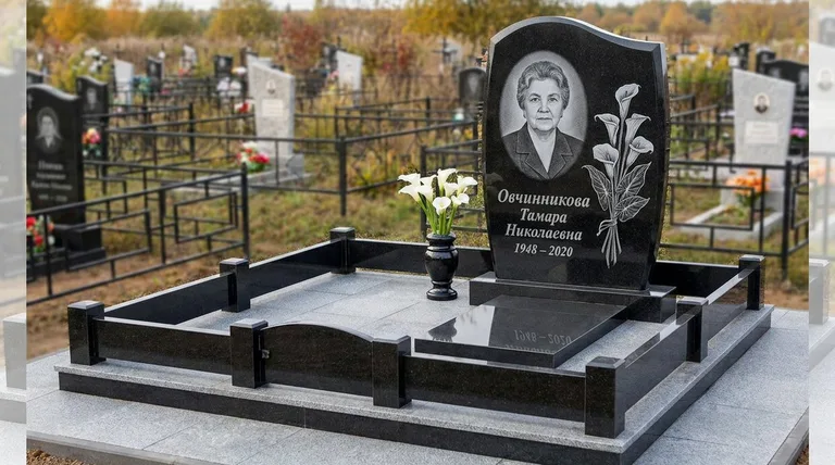 Памятник с гравировкой калл — выполненная работа «Овчинникова» в Перми