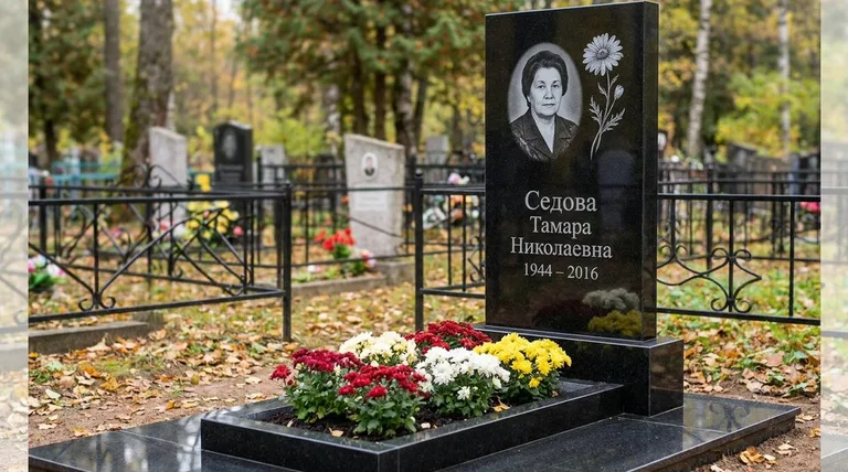 Памятник с гравировкой ромашек — выполненная работа «Седова» в Перми