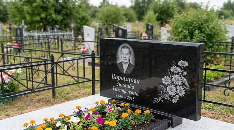 Памятник с гравировкой ромашек — выполненная работа «Воронцова» в Перми