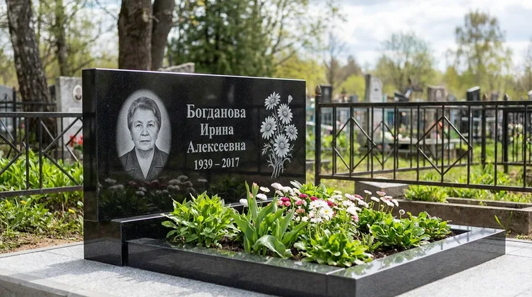 Памятник с гравировкой ромашек — выполненная работа «Богданова» в Перми