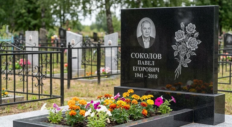 Гравировка роз на памятник в Перми — пример работы на граните