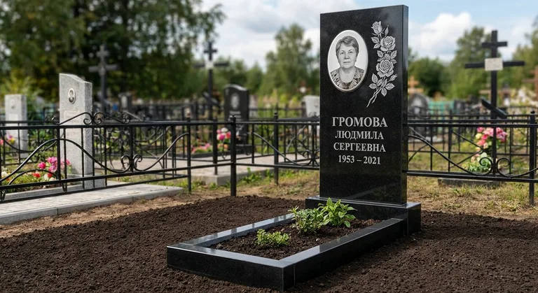 Памятник с гравировкой роз — выполненная работа «Громова» в Перми