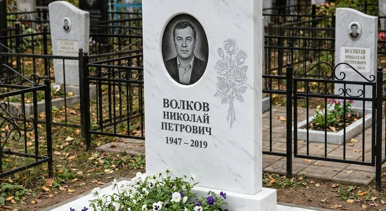 Памятник с гравировкой роз — выполненная работа «Волков» в Перми