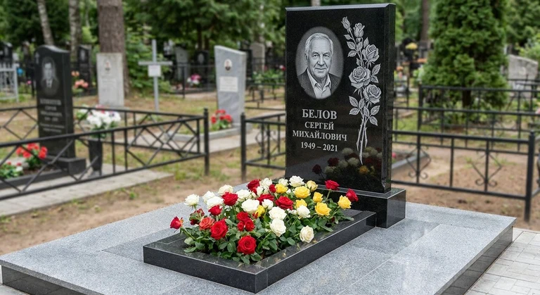Гравировка цветов на памятник в Перми — розы на граните
