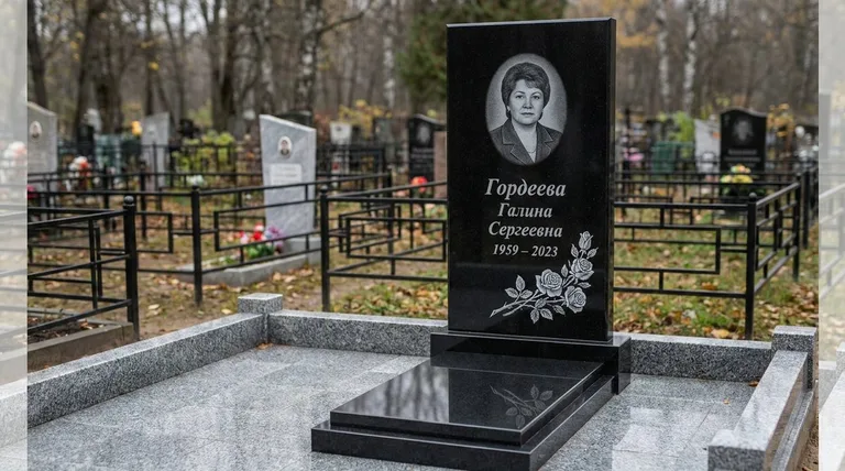 Памятник с гравировкой роз — выполненная работа «Гордеева» в Перми