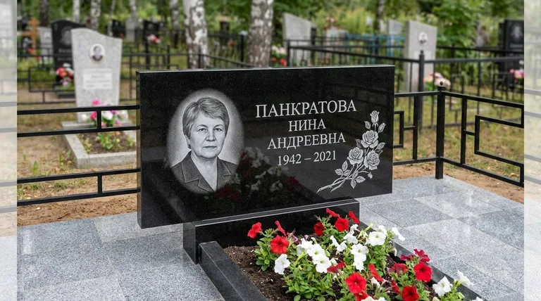 Памятник с гравировкой роз — выполненная работа «Панкратова» в Перми