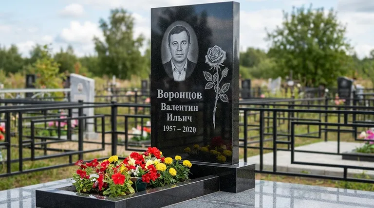 Памятник с гравировкой роз — выполненная работа «Воронцов» в Перми