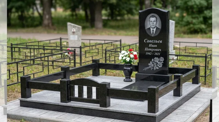 Памятник с гравировкой роз — выполненная работа «Савельев» в Перми