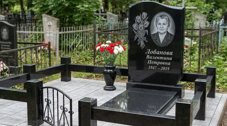 Памятник с гравировкой тюльпанов — выполненная работа «Лобанова» в Перми