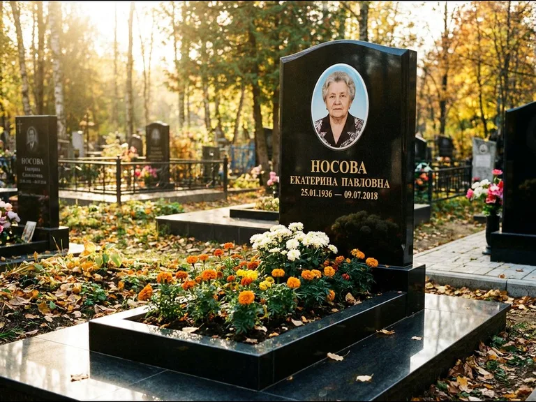 Керамический портрет мужчины на чёрном граните в Перми