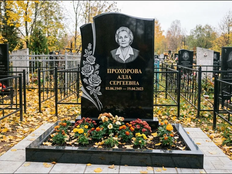 Гравировка портрета на чёрном граните — выполненная работа 20 в Перми