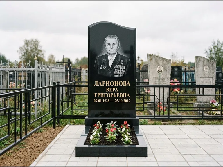 Гравировка портрета на чёрном граните — выполненная работа 28 в Перми
