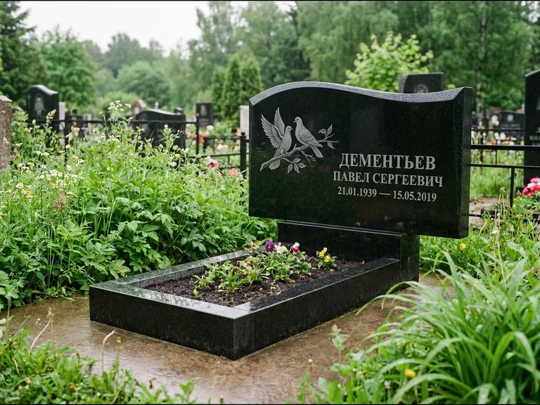 Памятник с гравировкой голубей — гравировка голубей, работа «Дементьев» в Перми