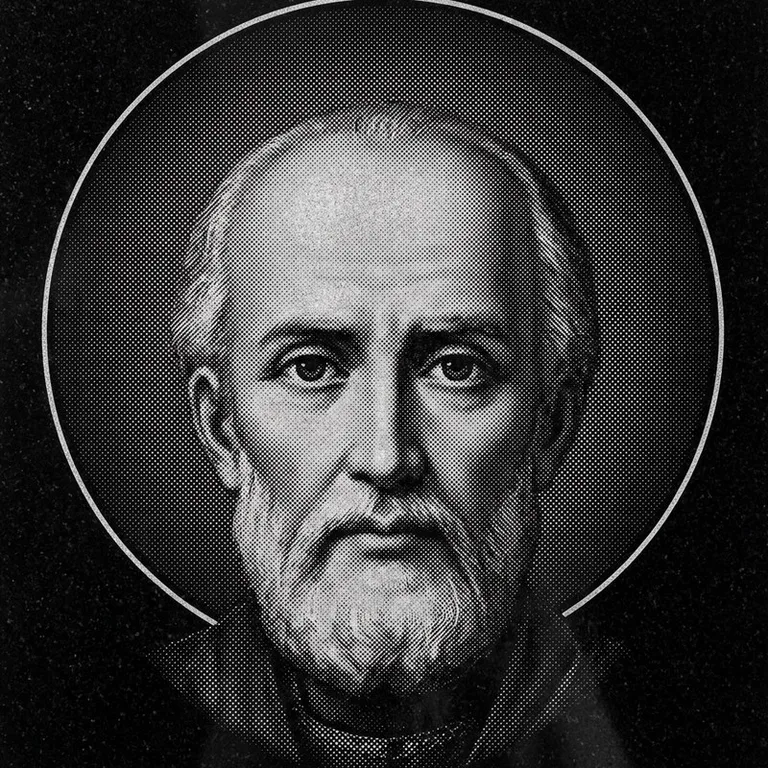 Эскиз иконы: Николай Чудотворец (полутон) — объёмный лик святителя, гравировка на памятник в Перми