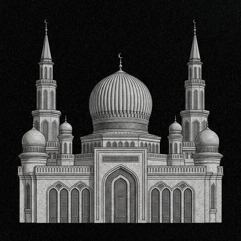Эскиз: Соборная (фотореализм) — ребристый купол и минареты в Перми