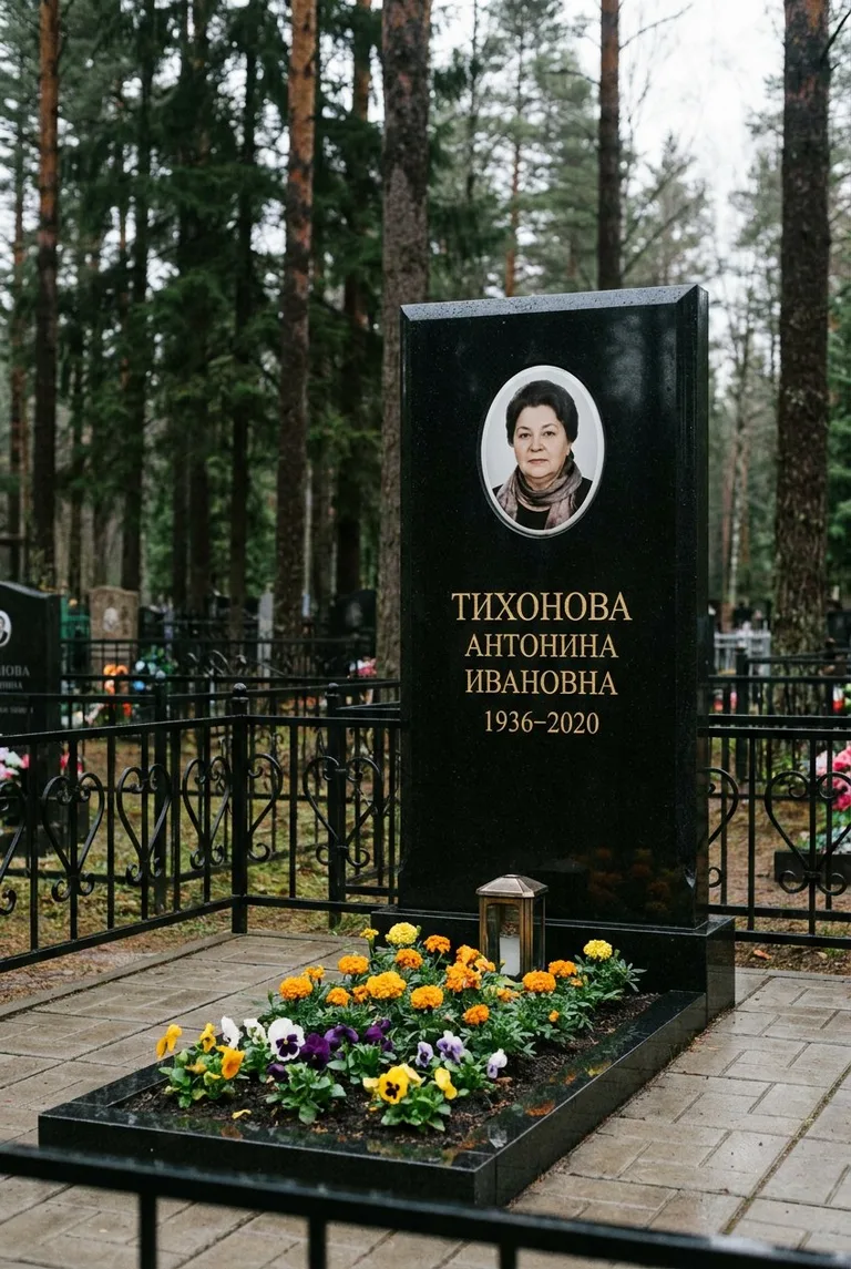 Гранитный памятник с портретом на Восточном кладбище