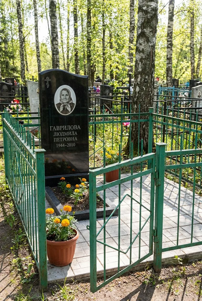 Памятник с оградой на Серафимовском кладбище