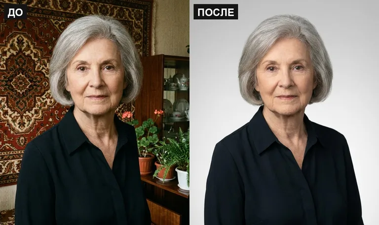 Ретушь фото на памятник — замена фона: до и после в Перми