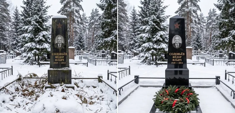 Уборка старого памятника до и после в Перми