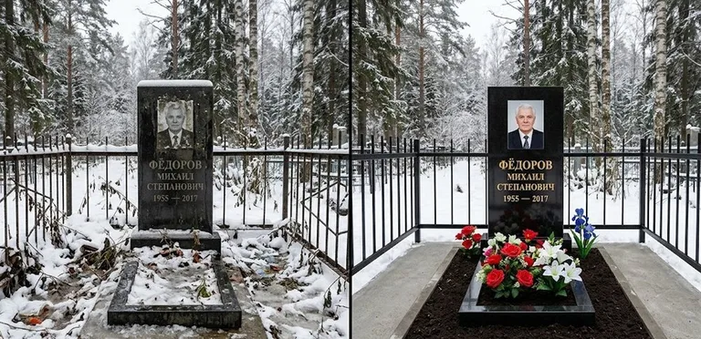Диптих №20: тротуарная плитка вокруг памятника отмыта аппаратом высокого давления в Перми