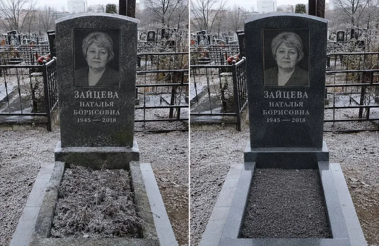Диптих №10: белый мрамор — убраны жёлтые подтёки, восстановлена белизна стелы в Перми