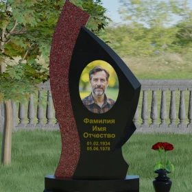 Комбинированный вертикальный памятник со стелой - П002