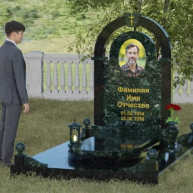 Православный комбинированный памятник с крестом - П031