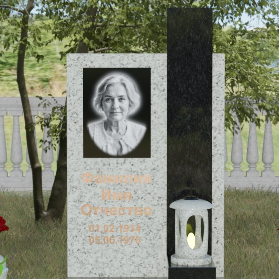 Вертикальный гранитный памятник в Перми, гранит Мансуровский