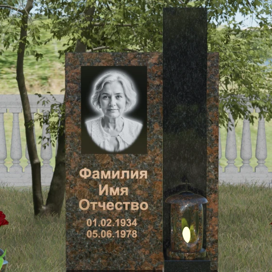 Вертикальный гранитный памятник в Перми, гранит Дымовский