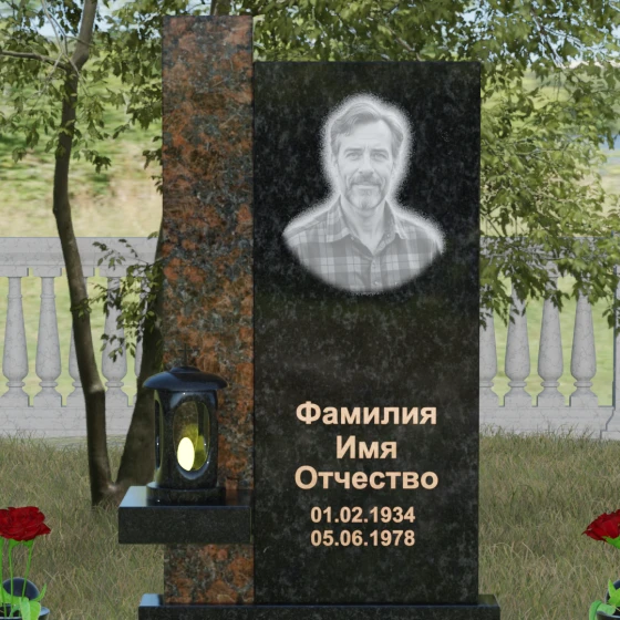 Комбинированный светский вертикальный памятник в Перми, гранит Габбро-диабаз