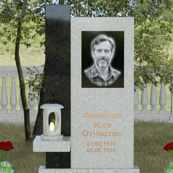 Комбинированный светский вертикальный памятник в Перми, гранит Мансуровский
