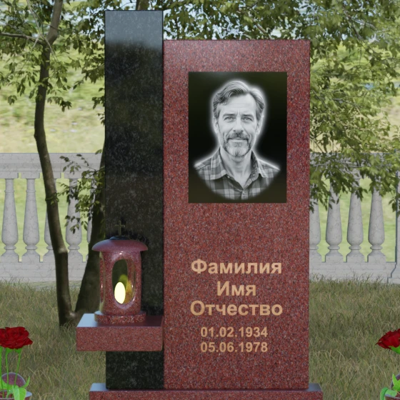 Комбинированный светский вертикальный памятник в Перми, гранит Лезниковский