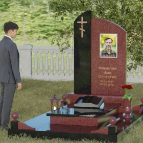 Комбинированный православный памятник с крестом - П038