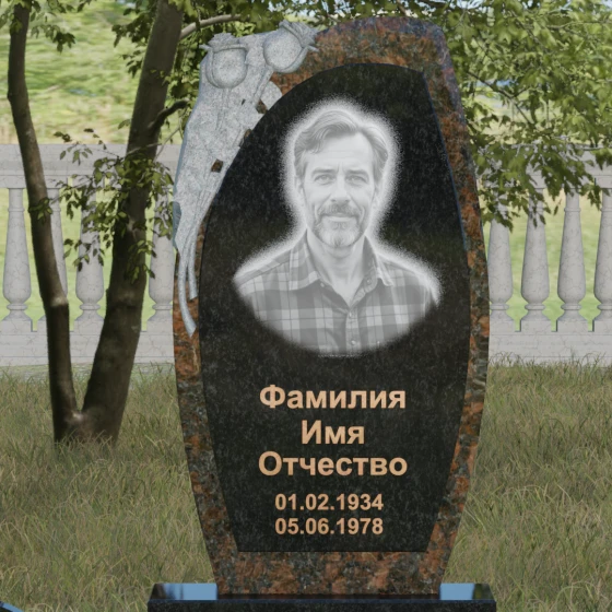 Вертикальный комбинированный светский памятник в Перми, гранит Габбро-диабаз