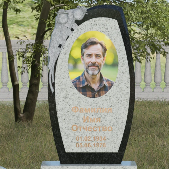 Вертикальный комбинированный светский памятник в Перми, гранит Мансуровский