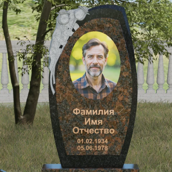Вертикальный комбинированный светский памятник в Перми, гранит Дымовский
