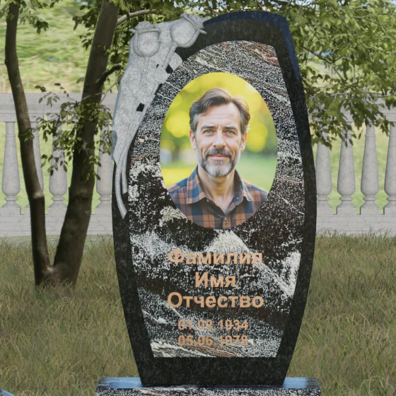 Вертикальный комбинированный светский памятник в Перми, гранит амфиболит