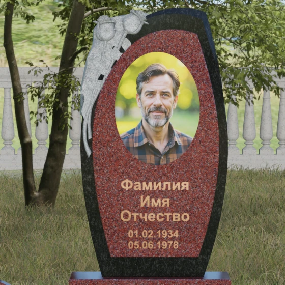 Вертикальный комбинированный светский памятник в Перми, гранит Лезниковский