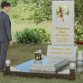 Светский вертикальный комбинированный памятник - П069