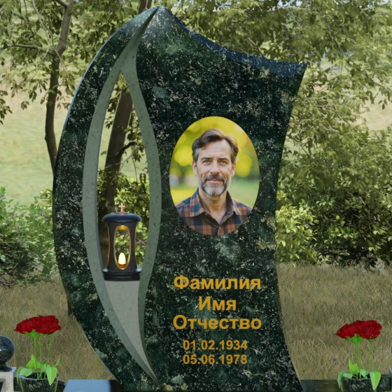 Вертикальный гранитный памятник светский в Красноярске, гранит Балтик грин