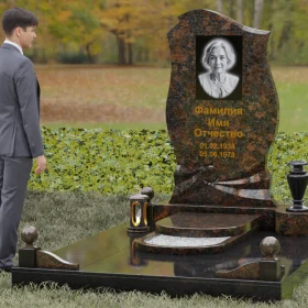 Гранитный светский вертикальный памятник - П097
