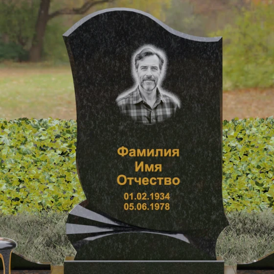 Вертикальный гранитный памятник в Перми, гранит Габбро-диабаз