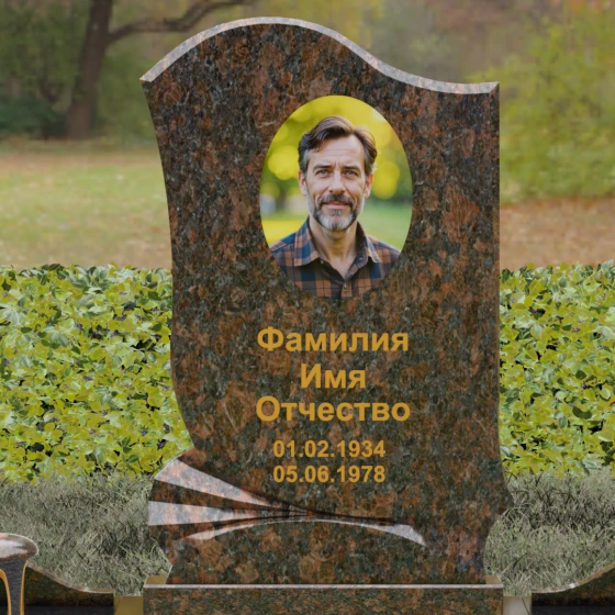 Вертикальный гранитный памятник в Перми, гранит Дымовский