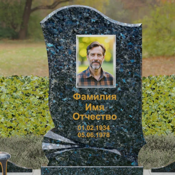 Вертикальный гранитный памятник в Перми, гранит Блю Перл